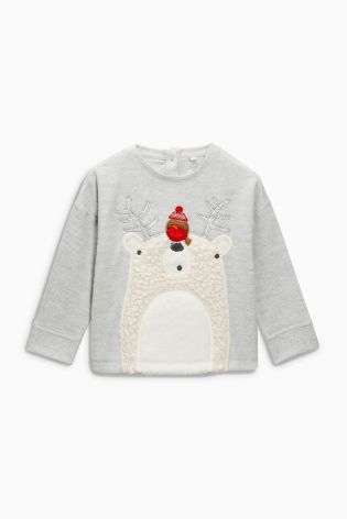 Grey Polar Bear Christmas Jumper (3mths-6yrs)